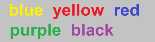 Stroop test reverse