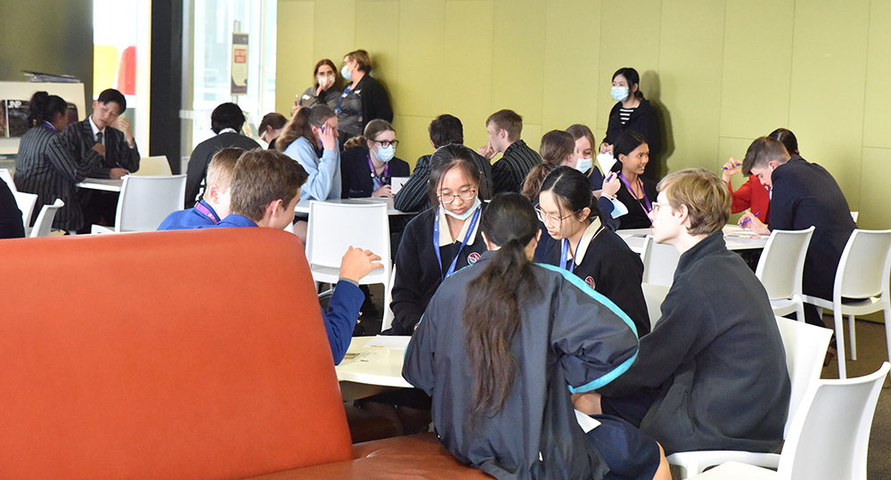 Students work together in the team challenge at the Australian Brain Bee Challenge