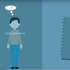 cartoon of person with depression and person with  schizophrenia